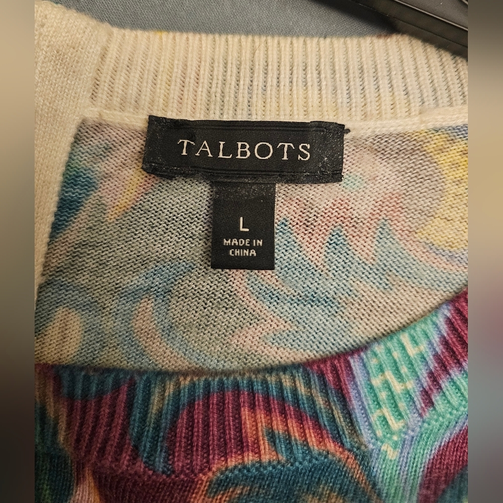 Women's Size L Talbot's  Colorful Patterned Long Sleeve Sweater SOFT - Picture 5 of 13